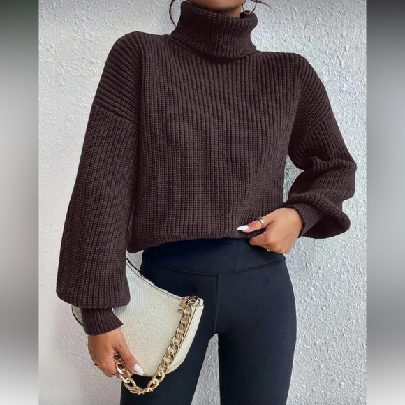 Brown Turtleneck Sweater - Picture 4 of 6